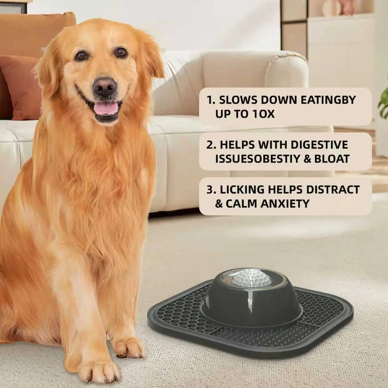 PLOSIF Slow Feeder Dog Bowl - Anti-Slip Ball-In Design for Liquid Treats, 3/4 Cup Bone Broth Yogurt Lick Toy for Small Medium Large Breeds, Slow Feeders for Dietary Supplement/Post-Op Nutrition, Pet Supplies Dog Accessories, Feeder Bowl Bowls